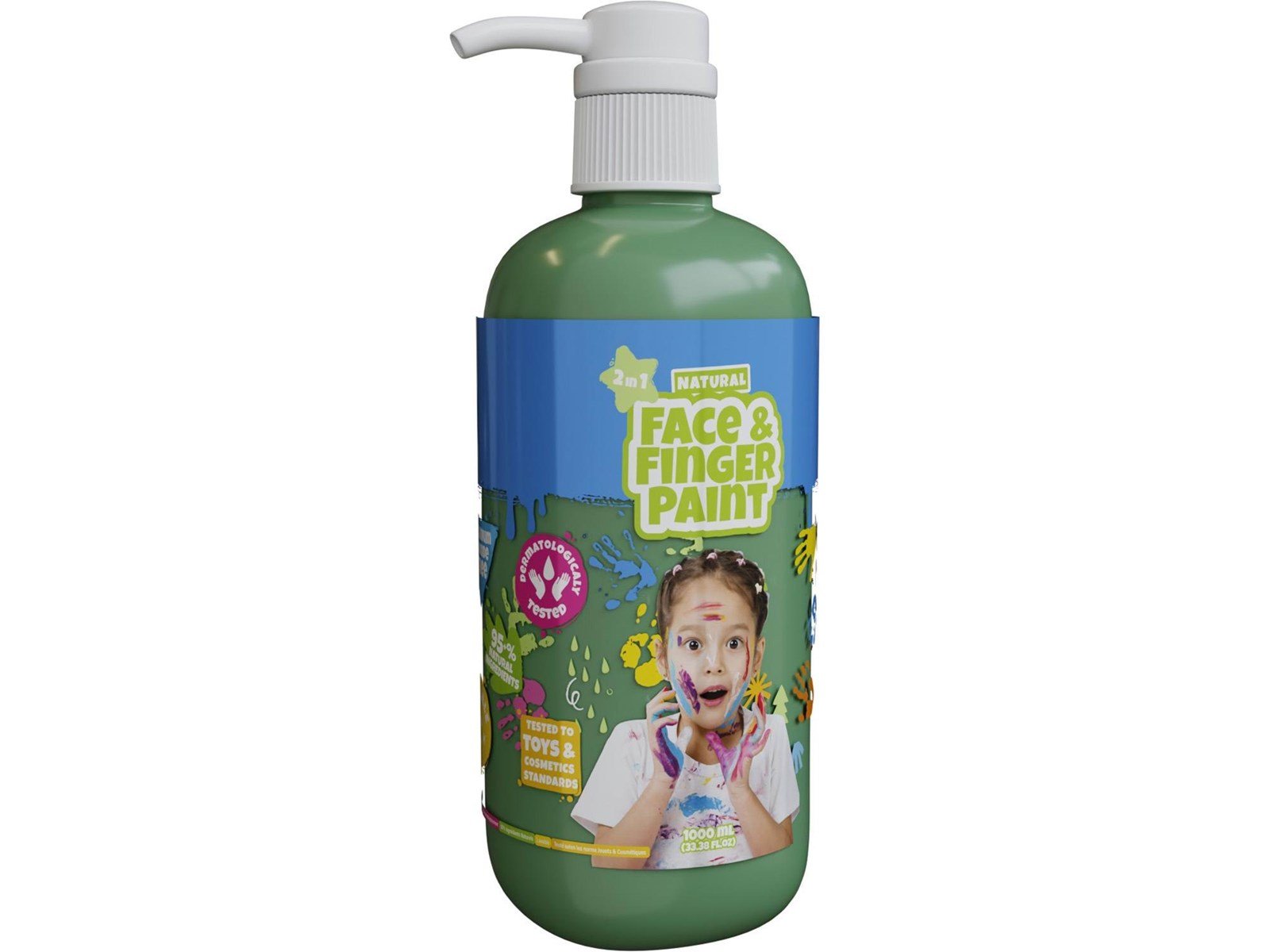 Boti Natural Face & Fingerpaint Bottle with Pump - Green 1L Boti Natural Face & Fingerpaint Bottle with Pump - Green 1L